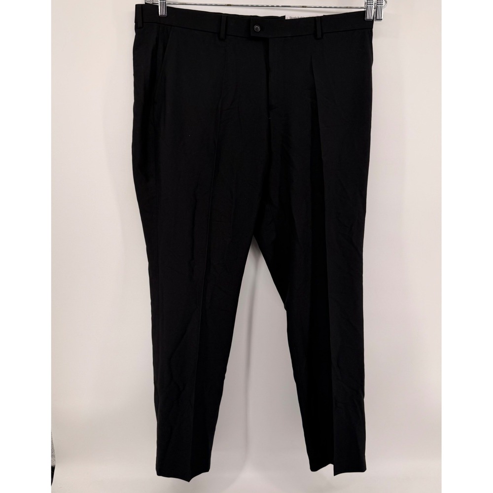 Dress Pants Men 50R 45W Black 4XL Stretchable Waistband Flat Front 4 way stretch